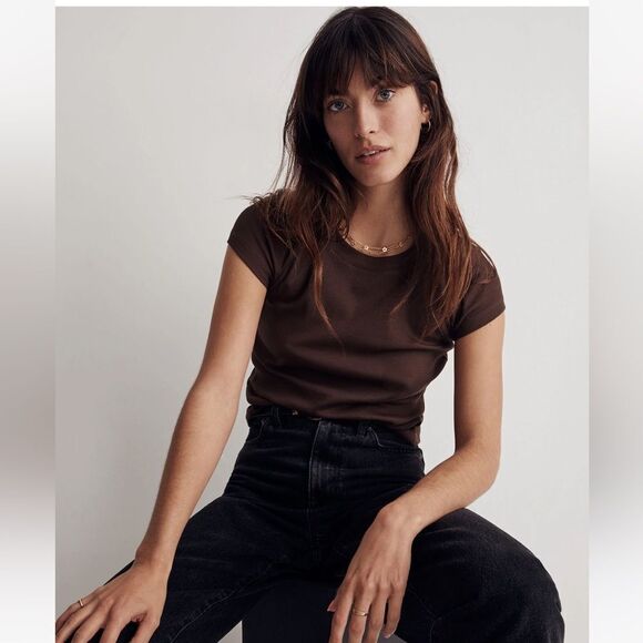 Nwt brown Supima® Rib Tee - Picture 3 of 7